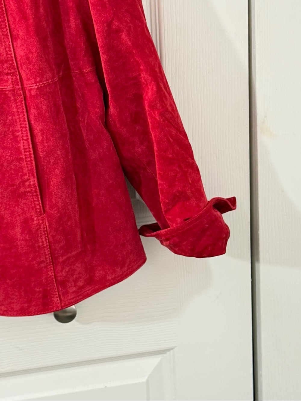 Coldwater Creek Deep Red Suede Leather Jacket Womens Large Zip Front Coat - Picture 8 of 8